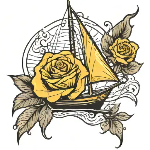 Sail Boat With Yellow Rose