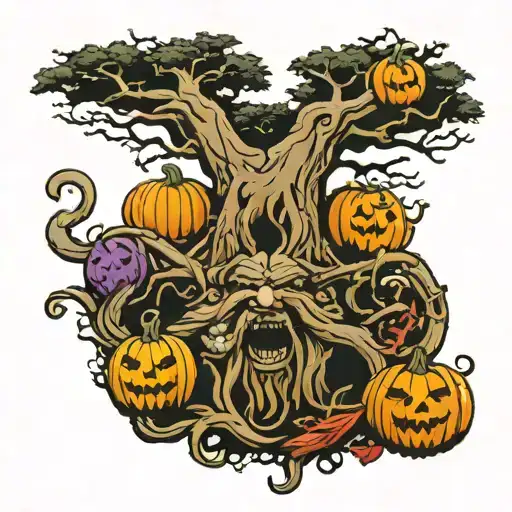 Tree Gave Yard Family Vikings Halloween Roots Scary