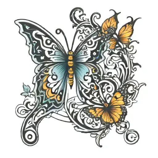 Infinty With Half Butterfly And Other Half Fire Element