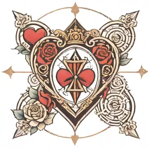 Jack Of Hearts With Compass And A Rose