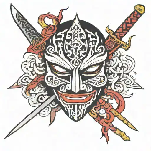 Hanya Mask Criss Cross Sword