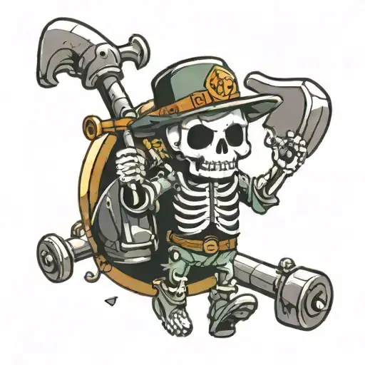 A Cute Skeleton Dressed As A Miner