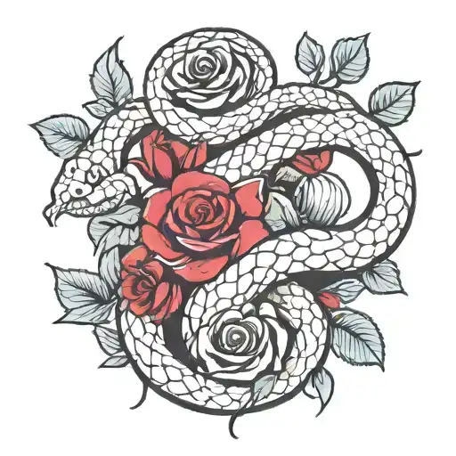 Snake And Dead Roses Intertwined