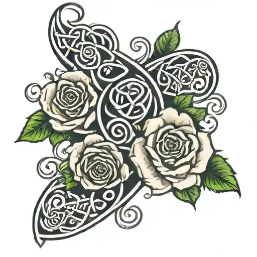 Celtic Tribal Sleeve With Roses