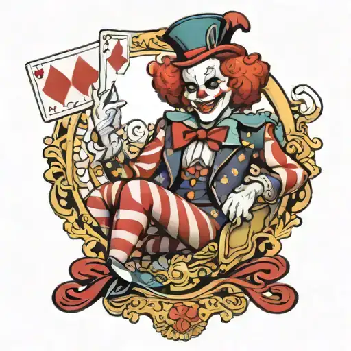Feminine Circus Clown Looks Like A Joker Card