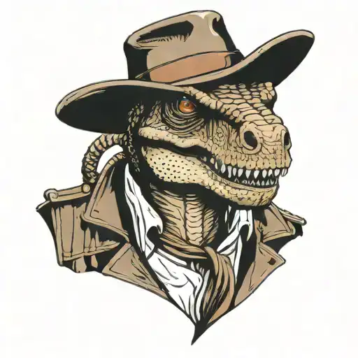 T-rex Dressed As Indiana Jones With Leather Jacket And Whip Funny
