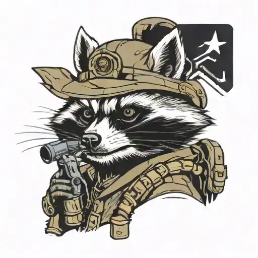 Mischievous Racoon In Modern Military Uniform Holding C4 Detonator