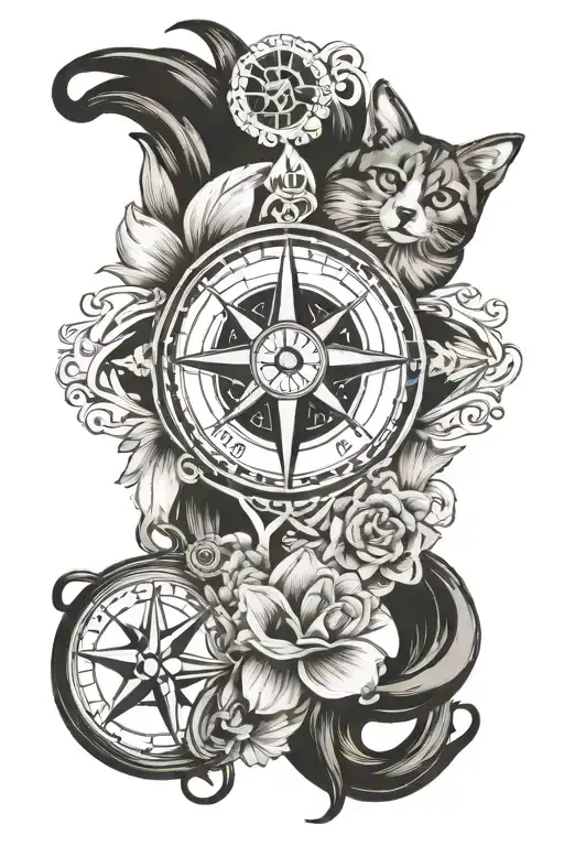 Infinity Symbol With A Dog Paw And Compass And The Names Lola And Luna Intertwined