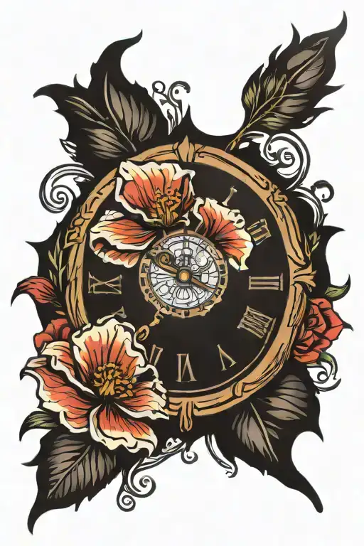 Clock With Poppy Flower