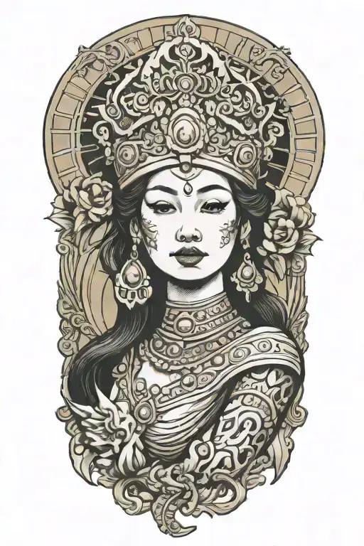 Ship Figurehead Of A Maiden Wearing Golden Thai Headress