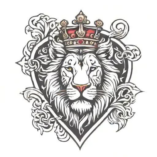 Letter D Heart Cross Lion Crown