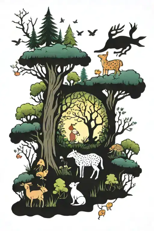 Fairytale Forest Scene With Animals