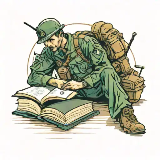 Soldier Reading Book