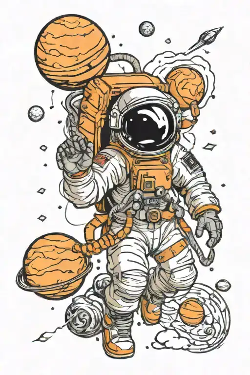 Astronaut With Planets Coming