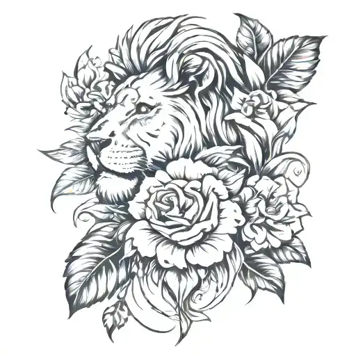 Flowers And Lion