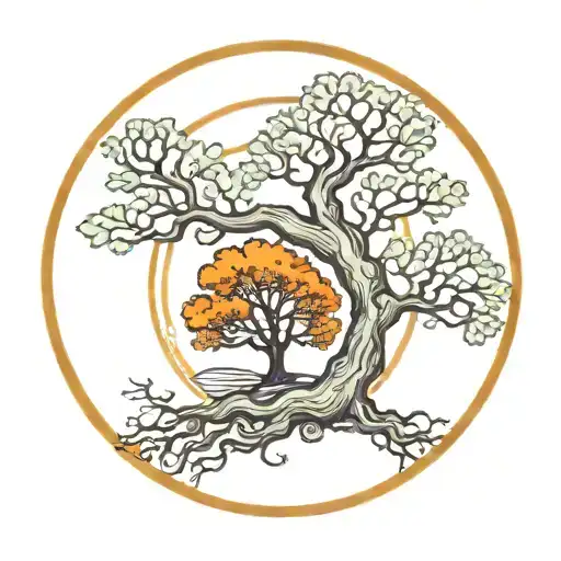 Oak Tree Inside A Circle