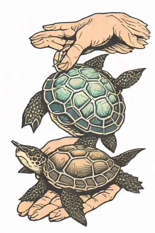 A Female Hand Holding A Turtle And Shark