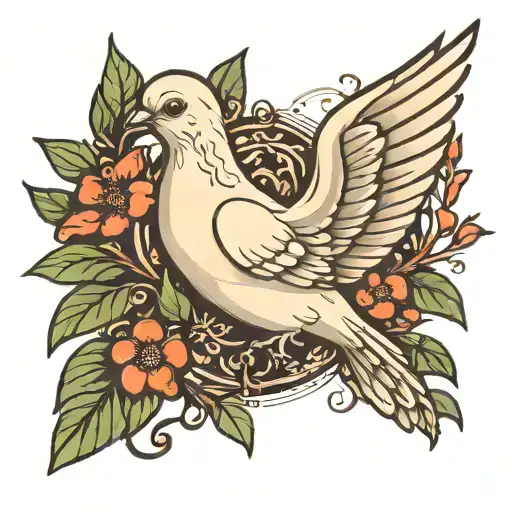 Dove Of Peace With A Sprig Of Laurel In Its Beak