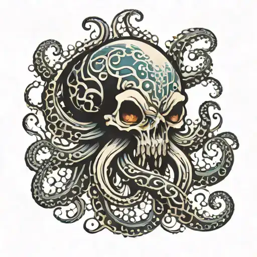Angry Octopus And Skulls