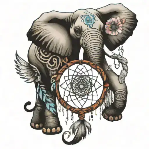 Elephant And Dreamcatcher Made