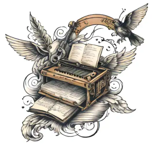 Music And Books Flying