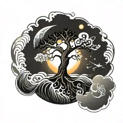 Sun Moon Wave Tree Of Life