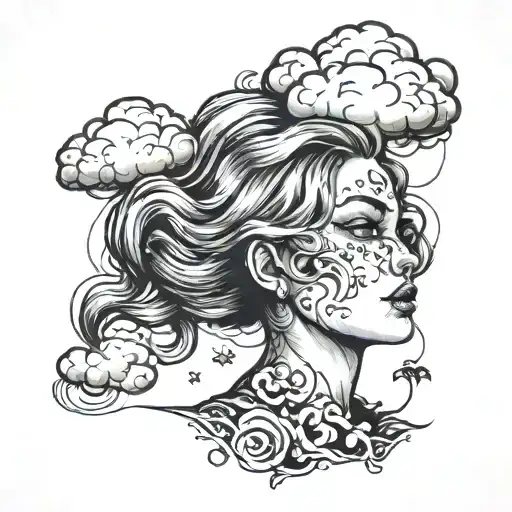 Girl With Cloud Over Head