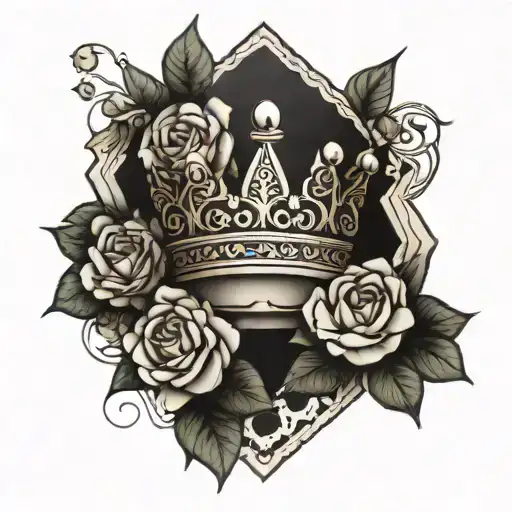 Crown With Flowers And Geo Patern