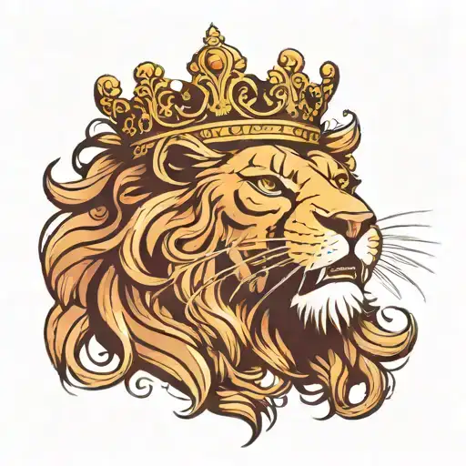 Roaring Lion With King's Crown