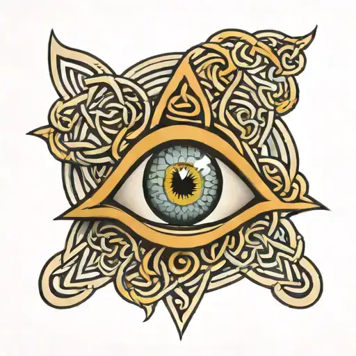 Celtic Knot With Greek Evil Eye Inside
