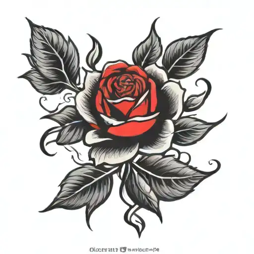 Black Rose With Red Pedals In The Middle