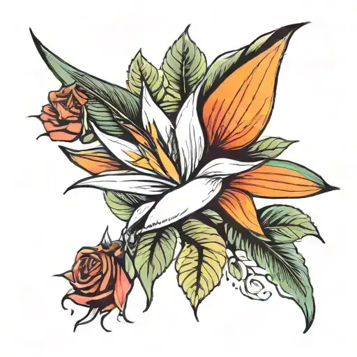 Bird Of Paradise Flower With Rose