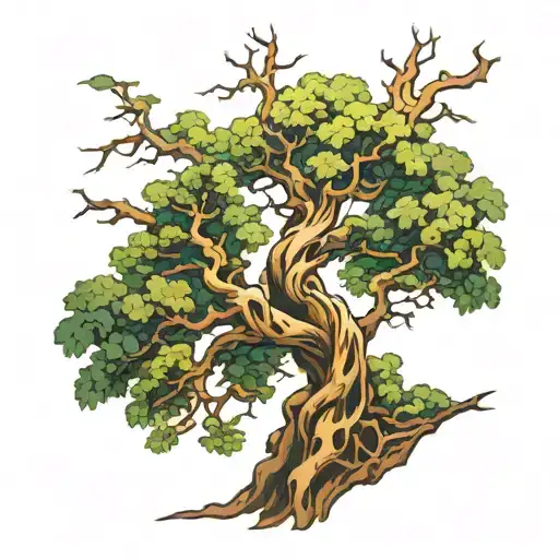 Old Tree Growing Turning From Organic