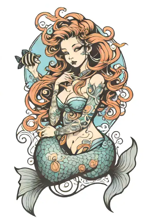 Aquarius Mermaid Black And