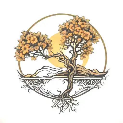 Tree Of Life Growing On A Half Moon