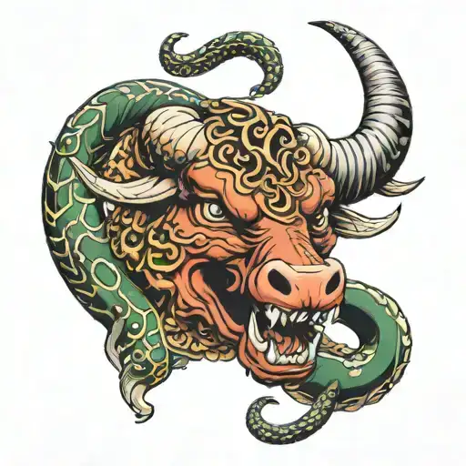 Bull With Snake