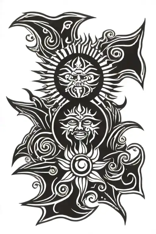 Filipino Sun Tribal Simple Tattoo Design