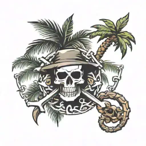 Jolly Roger With Palm Tree Branch