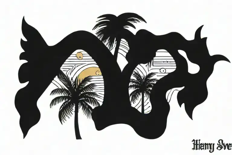 Henry Avery Flag With Palm Tree Branch