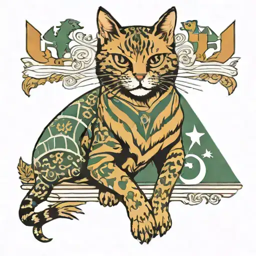 Cyprus Flag Cat Surrounded