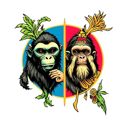 God As A Alien And Adam As A Monkey