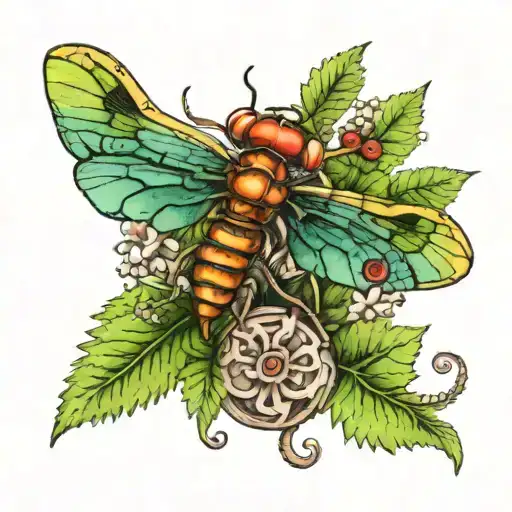 Dragonfly Mushroom Snail Fern