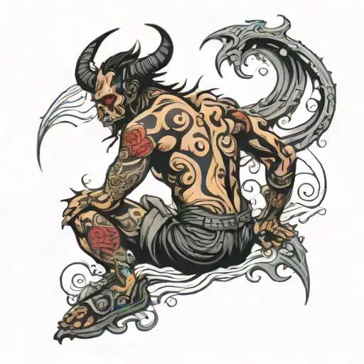 Demon Tattoo For Men Back View