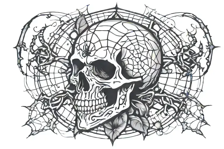 Skull And Spider Web