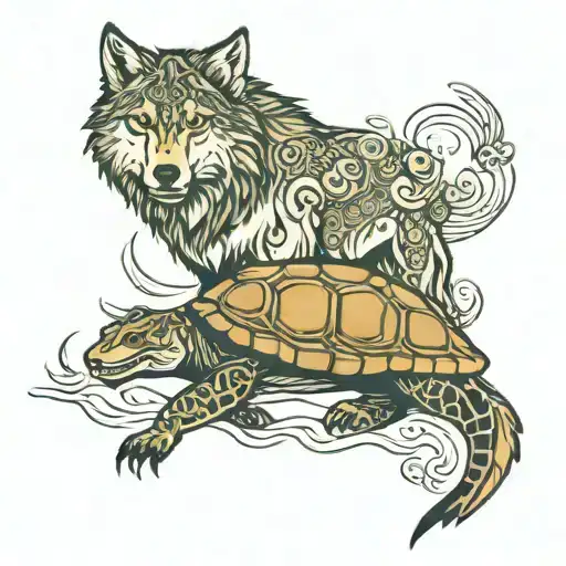 Wolf And Turtle Scene