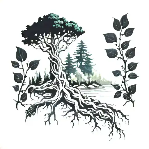 Tree And Forest And Leaves Roots Trees