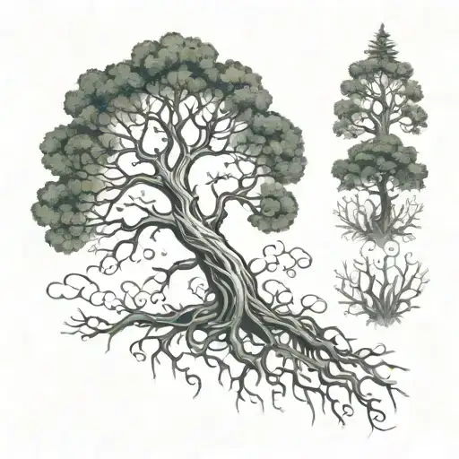 Tree And Forest And Leaves Roots Trees