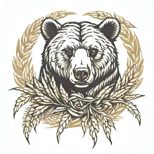 Bear In Wheat Wreath