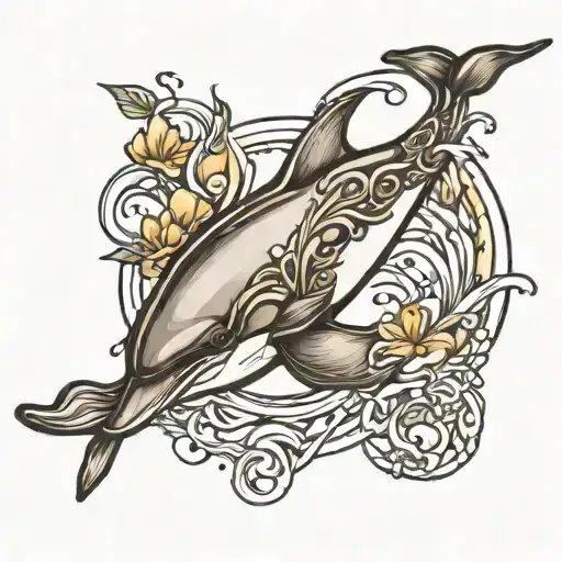 Line Art Alchemy Dolphin