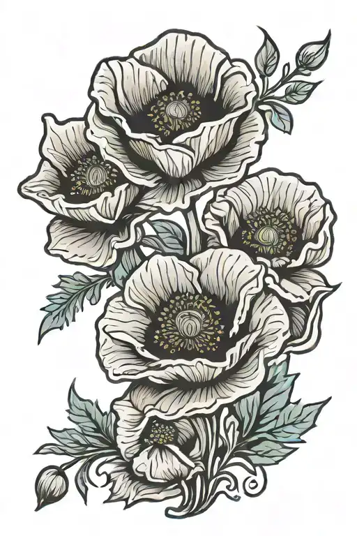 Poppy Flower With August 4Th Birthday Date